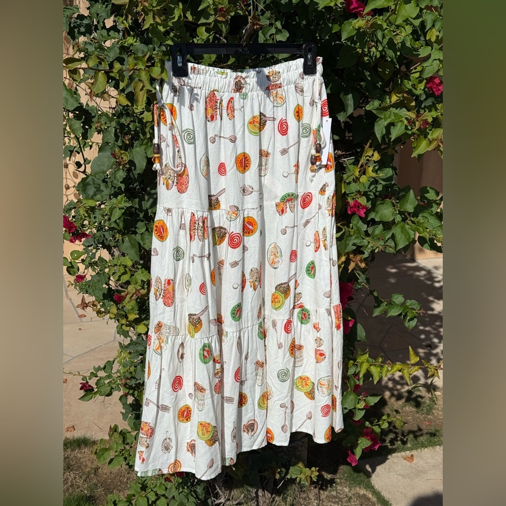 NWT Lisa Says Gah Andre Skirt Caviar Dreams Linen White Size Medium Brand New - Picture 7 of 11